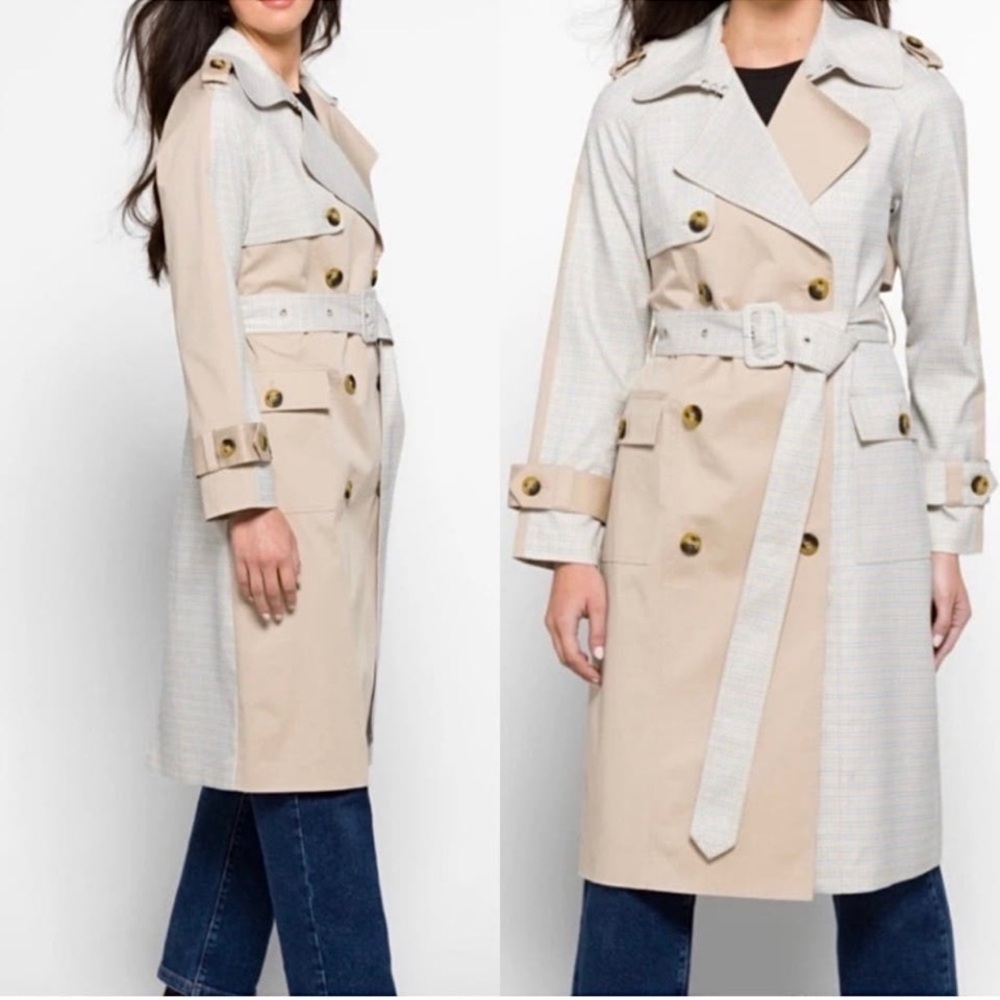 Avec Les Filles Beige and Gray Trench Coat